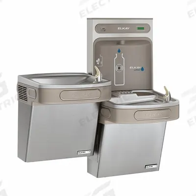 ELKAY Bi-Level Drinking Fountain with Bottle Filler: On-Wall, 8 gph @ 50°F, Stainless Steel - On-Wall Two-Level Drinking Fountains with Bottle Fillers