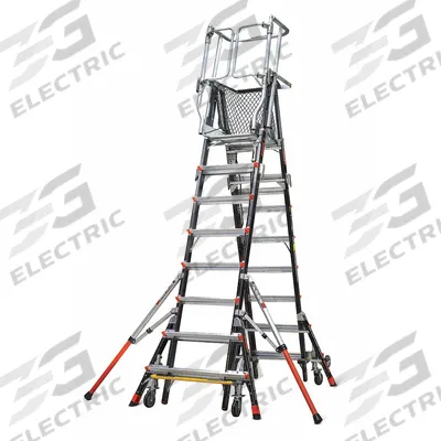 LITTLE GIANT Combination Ladder: 2 Configurations, Fiberglass, 375 lb Load Capacity - Safety-Cage Extending Multifunction Ladders