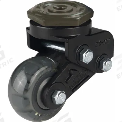 FOOT MASTER Bolt-Hole Caster: Face Brake, 50 mm Wheel Dia., Polyurethane, 66 lb Load Capacity - Shock-Absorbing Continuous-Use AGV & AMR Bolt-Hole Casters