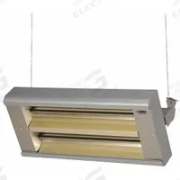 FOSTORIA Electric Infrared Heater: 5000W Watt Output, 480V AC, 1 Phase, Hardwired, 30° Beam Pattern (MPN 342-30-THA-480V). Key specifications — Wattage Output: 5000W; Voltage: 480V AC; Brand: FOSTORIA; Electrical Connection: Hardwired; Element Type: Quartz Lamp; Housing Color: Silver; Housing Material: Aluminum; Overall Dimensions - L x W x D: 33 in x 15 in x 11 in.