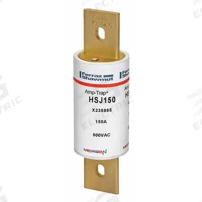 MERSEN Fuse: HSJ Series, Class J, Bolt-On Body, Very-Fast-Acting, 150 A, 600 V AC - Very-Fast-Acting Cylindrical Fuses