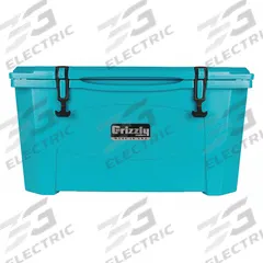 GRIZZLY COOLERS Marine Chest Cooler: Teal, 72 Cans, 60 qt Cooler Capacity, 8 day Ice Retention (MPN 4400626). Key specifications — Brand: GRIZZLY COOLERS; Drain Plug: Not Included; Wheels Included (FILTER): No.