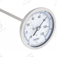 ASHCROFT Dial Thermometer: -20°F to 120°F /-30°C to 50°C, ±1% Accuracy, 9 in Stem Lg, 3 in Dial Dia (MPN 30EI60R). Key specifications — Accuracy: ±1 %; Brand: ASHCROFT.