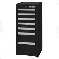 WESTWARD Side Cabinet: Black, 7 Drawers, Padlock, 15 1/2 in W x 18 1/16 in D x 33 13/16 in H (MPN 32H865). Key specifications — Brand: WESTWARD; Drawer Color: Black; Drawer Slide Type: Ball Bearing; Locking System: Padlock.