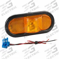 GROTE Side Turn Marker Lamp: Incandescent, Turn Signal Light, Amber, Oval, 2 1/4 in Overall Ht (MPN 52253). Key specifications — Standards: FMVSS 108; Electrical Connection: Female Pin; Brand: GROTE; Installation Type: Permanent; Lens Color: Amber; Mount Type: Bracket; Lighting Technology: Incandescent; Light Type: Turn Signal Light.