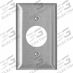 LEVITON Wall Plate: Single Circular Opening, 1 Gang, Std Size (MPN SS7-40). Key specifications — Brand: LEVITON; Material: Stainless Steel.