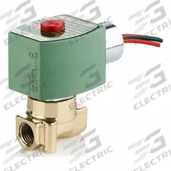 REDHAT Solenoid Valve: 2-Way, Normally Closed, 3/8 in Pipe Size, 120V AC, High Flow, Brass Body (MPN 8263H003V1V 120/60). Key specifications — Brand: REDHAT; Pipe Size: 3/8 in; Voltage: 120V AC; Coil Enclosure: Watertight.