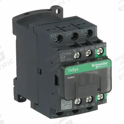 SCHNEIDER Magnetic Contactor: Non-Reversing, 3 Poles, 3NO Contacts, 9 A - Non-Reversing IEC Contactors