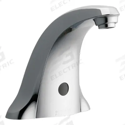 CHICAGO FAUCETS Sensor Faucet: E-Tronic 40, Cast Metal, Polished Chrome Finish, Centerset - Single-Post Sensor Bathroom Faucets