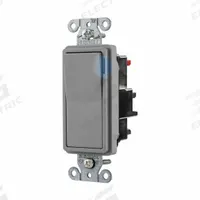 HUBBELL Wall Switch: Rocker Switch, Single Pole, Maintained, Gray, 120/277V AC, 20 A (MPN DS120STILGY). Key specifications — Illuminated: Yes; Voltage Rating: 120/277V AC.