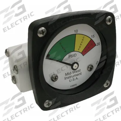 MIDWEST INSTRUMENT 3-Color Differential Pressure Indicator: 1,000 psig Max - Differential Pressure Indicators