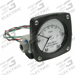 MIDWEST INSTRUMENT Differential Pressure Gauge & Switch: Back, 1/4 in NPT Female, 120, 2 1/2 in Dial (MPN 120AA-00-O-AA-50P). Key specifications — Sensor Type: Piston; Series: 120; Housing Material: Aluminum; Certificate of Calibration: Not Included; Gauge Accuracy: ±3-2-3%.