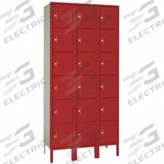 LYON Wardrobe Locker: 36 in x 18 in x 78 in, 6 Tiers, 3 Units Wide, Louvered, Padlock Hasp, Red, Red (MPN YFC53623SU). Key specifications — Locker Color: Red; Door Type: Louvered; Includes Number Plates: No; Brand: LYON; Assembled: Assembled; Color Family: Red.