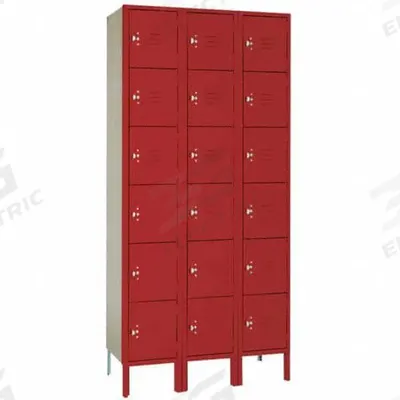 LYON Wardrobe Locker: 36 in x 18 in x 78 in, 6 Tiers, 3 Units Wide, Louvered - Louvered Metal Box Lockers