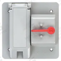 CANTEX Weatherproof Cover: PVC, GFCI, Receptacle/Toggle Switches, 2 Gangs, 4 11/16 in Overall Ht (MPN 5133345). Key specifications — Brand: CANTEX; Color: Gray; Compatible with Product Type: Receptacle; Compatible with Series: GFCI; Mounting Orientation: Vertical.