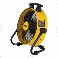 DEWALT Circulating Fan: 18 in Blade Dia, 120V AC, Mobile, 1/6 hp, Direct Drive, Steel (MPN DXF1841). Key specifications — Mobility: Mobile; Standards: CFD Compliant; Voltage: 120V AC; Brand: DEWALT.