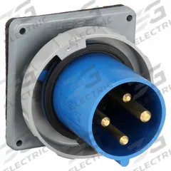 HUBBELL Pin and Sleeve Inlet: Blue, 250V AC, Three Phase, 60 A, 3 Pole, 4 Wire, IEC Grounding (MPN HBL460B9W). Key specifications — Brand: HUBBELL.