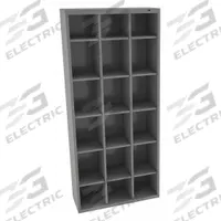 TENNSCO Cubby Cabinet: 34 1/2 in x 13 1/2 in x 78 in, 18 Compartments, 75 lb Load Capacity, Steel (MPN CC-78MG). Key specifications — Material: Steel; Brand: TENNSCO; Color: Medium Gray.
