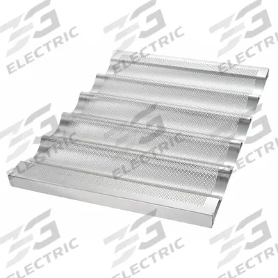 CHICAGO METALLIC Baguette/French Bread Pan: Aluminum, 5 Slots, 17 3/4 in Overall Wd - Bread & Loaf Pans