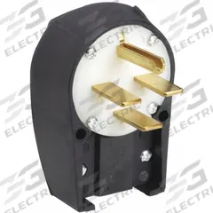 BRYANT Straight Blade Plug: 15-30P, 250V AC, 30 A, 3 Pole, 4 Blade, Black/White (MPN 8432ANPB)