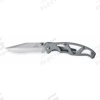 GERBER Folding Knife: 3 in Blade Lg, 4 1/4 in Closed Lg, 7 in Overall Lg, Stainless Steel, Straight (MPN 22-48444). Key specifications — attr307537: Stainless Steel; attr307538: Yes; attr324882: GERBER.