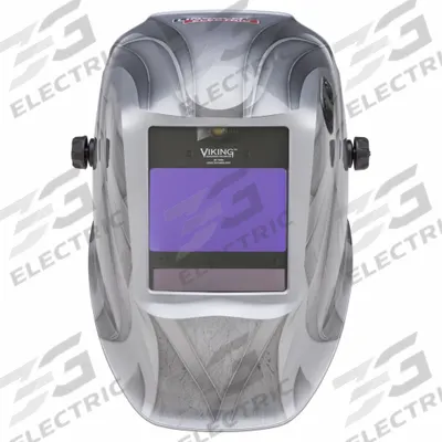LINCOLN ELECTRIC Welding Helmet: Auto-Darkening, 4 Arc Sensors, Silver/White, Heavy Metal - Auto-Darkening Welding Helmets - Graphic