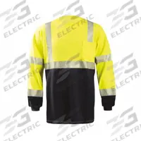 Flame Resistant Shirt (MPN FR-TM2243-YL). Key specifications — Collar Style: Crew Neck; Brand: OCCUNOMIX; Sleeve Length Type: Long; Color: Dark Navy/Yellow.