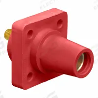 Single Pole Receptacle: Red, Straight Taper Nose Mating, Threaded Stud Termination, 600V AC/600V DC (MPN 16R24-UR). Key specifications — Series: 16; Receptacle Gender: Female; Brand: LEVITON.