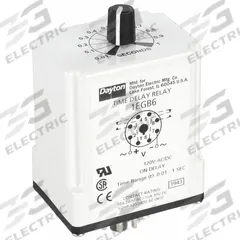 DAYTON Single Function Time Delay Relay: Socket Mounted, 120V AC/DC, 10 A, 8 Pins/Terminals (MPN 1EGB6). Key specifications — Brand: DAYTON.