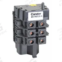 CONDOR USA, INC Thermal Overload (MPN SK-R3/2.5). Key specifications — Brand: CONDOR USA, INC; Max Current Setting: 2.5 A; Min Current Setting: 1.6 A; Phase: Three; Product Type: Thermal Overload for MDR 3 Pressure Switch; Voltage: 600V AC; Manufacturer Part Number: SK-R3/2.5.