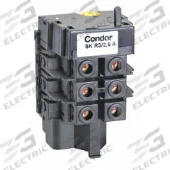 CONDOR USA, INC Thermal Overload (MPN SK-R3/2.5). Key specifications — Brand: CONDOR USA, INC; Max Current Setting: 2.5 A; Min Current Setting: 1.6 A; Phase: Three; Product Type: Thermal Overload for MDR 3 Pressure Switch; Voltage: 600V AC; Manufacturer Part Number: SK-R3/2.5.