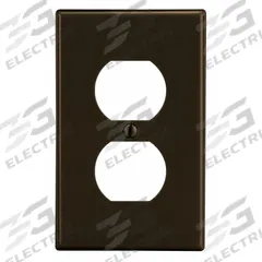 HUBBELL Wall Plate: Duplex Outlet, 1 Gang, Brown, Std Size (MPN P8). Key specifications — Brand: HUBBELL; Material: Polycarbonate.