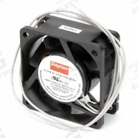 DAYTON Axial Fan: 18 cfm Airflow @ 0.000 in SP, 2 3/8 in Ht, 1 in Dp, Lead Wires, IP20, 115V AC (MPN 2RTE4). Key specifications — Blade Material: Polybutylene; Housing Material: Polybutylene Terephthalate; Brand: DAYTON.