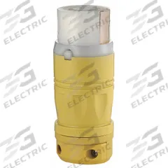 LEVITON Locking Connector: Non-NEMA, Yellow, 125V AC, 50 A Current Rating, 2 Poles, 3 Wires (MPN 6360CR). Key specifications — Brand: LEVITON.