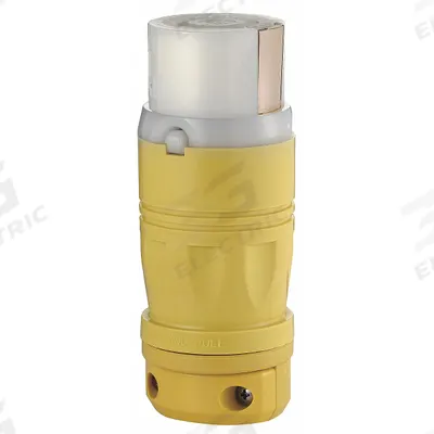 LEVITON Locking Connector: Non-NEMA, Yellow, 125V AC, 50 A Current Rating, 2 Poles - General Purpose Connectors