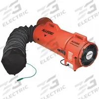 ALLEGRO Confined Space Blower: 115 V AC, 8 in Duct Dia, 1/3 hp Horsepower, Orange, 2.2 A Current (MPN 9538-50). Key specifications — Brand: ALLEGRO; Includes: Duct Storage Bag, 50 ft Statically Conductive Ducting; Operating Voltage: 115 V AC.