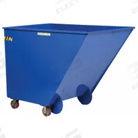 VESTIL Tilt Truck: 40 cu ft, 2,000 lb, 65 1/4 in L x 38 1/4 in W x 46 1/8 in H, Blue, Top & Bottom (MPN SPTT-15). Key specifications — Color: Blue; Brand: VESTIL; Caster/Wheel Configuration: (2) Rigid.