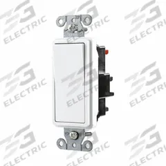 HUBBELL Wall Switch: Rocker Switch, 3-Way, Maintained, White, 120/277V AC, 15 A (MPN DS315STW). Key specifications — Illuminated: No; Voltage Rating: 120/277V AC.