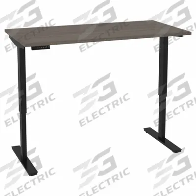 BESTAR Electric Sit-Stand Desk: Bark Gray, Particle Board, 59 1/4 in Overall Wd - Electric Adjustable-Height Desks