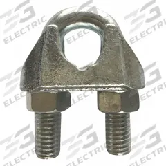 DAYTON Wire Rope U-Bolt Clip: 1/8 in Compatible Rope Dia, 3 1/4 in Rope Turnback Lg, Malleable Iron (MPN 2VKH9). Key specifications — Fabrication: Cast; Color: Silver; Material: Malleable Iron; Brand: DAYTON.