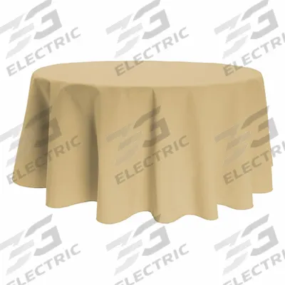 R&R TEXTILE Tablecloth: Round, Beige, Polyester - Round Tablecloths