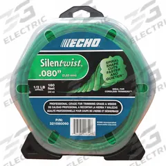ECHO String Trimmer Line: Nylon, 0.08 in Dia, 160 ft Overall Lg, Twisted, Orange, 51 to 250 ft (MPN 321080060). Key specifications — Brand: ECHO; Compatible Manufacturer Number: DSRM-2600U; Compatible Product Type: Battery Powered String Trimmer; Material: Nylon.