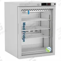 AMERICAN BIOTECH SUPPLY Pharmacy Refrigerator: 5.2 cu ft, Undercounter, 1°C to 10°C, Swing Glass (MPN PH-ABT-NSF-UCFS-0504G). Key specifications — Door Opening Style: Right; Color: White; Alarm Type: Temperature; Manufacturer Part Number: PH-ABT-NSF-UCFS-0504G; Brand: AMERICAN BIOTECH SUPPLY; Product Type: Pharmacy Refrigerator; Door Type: Swing Glass; Refrigerant Type: R-600a.