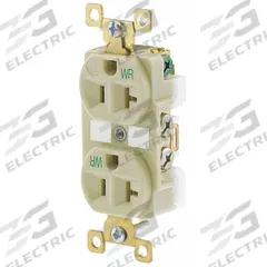 BRYANT Receptacle: Duplex, 5-20, Ivory, 125V AC, 20 A, 2 Pole / 3 Wire (MPN BRY5362IWR)