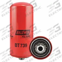 BALDWIN FILTERS Transmission Fluid Filter: Case IH/John Deere/Moxy, Cellulose, 3 3/4 in Outside Dia (MPN BT739). Key specifications — Brand: BALDWIN FILTERS; Compatible Vehicle Make: John Deere; Includes: M24 x 1.5 Stud Thread; Media Material: Cellulose; Baldwin Interchange: BT739; FleetGuard Interchange: HF6317.