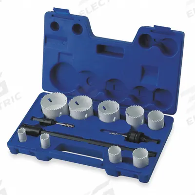 WESTWARD Hole Saw Kit: 12 Pieces, 1 1/2 in Max. Cutting Dp, Bi-Metal - Multi-Material-Cutting Hole Saw Kits