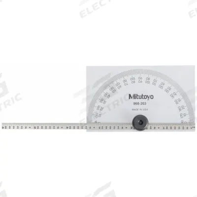 MITUTOYO Manual-Reading Protractor: 6 in Blade Lg, 0°to 180°, 1° Graduations, Steel - Manual-Reading Protractors