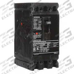 SIEMENS Molded Case Circuit Breaker: 35 A Amps, 42kA at 480V AC, Fixed, Load Side Lug, ABC, HED4 (MPN HED43B035). Key specifications — Phase Connection: ABC; Instantaneous Trip: Fixed; Terminal Connection: Load Side Lug; Series: HED4; Max. AIR Rating: 42kA at 480V AC.