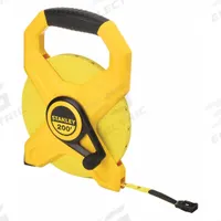 STANLEY Long Tape Measure: Manual, 34-793, SAE, 200 ft, 1/8 in, Plastic, Nonmagnetic Single Hook Tip. Key specifications — attr939846: 34-793; attr939849: Fiberglass; attr939859: Nonmagnetic Single Hook; attr939850: Double-Sided; attr939855: 1/8 in; attr944023: Hook End; attr940484: STANLEY; attr985224: Plastic.