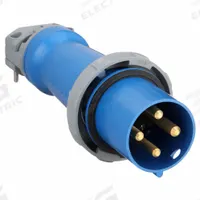 HUBBELL Pin and Sleeve Plug: Blue, 250V AC, Three Phase, 100 A, 3 Pole, 4 Wire, IEC Grounding (MPN HBL4100P9W). Key specifications — Brand: HUBBELL.